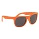 aerial view a solid orange two tone rubberized sunglasses, image 1 of 3