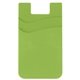 aerial view a lime green dual pocket silicone phone wallet, image 1 of 2