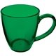 a green 14 oz plastic bistro coffee mug with handle
