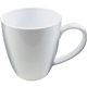 a white 14 oz plastic bistro coffee mug with handle