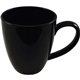 a black 14 oz plastic bistro coffee mug with handle