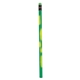 aerial view a bright green to bright yellow mood pencil with colored eraser, image 1 of 2
