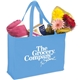 aerial view a sky blue non woven celebration multi color shopping tote 16 x 12, image 1 of 2