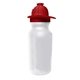 aerial view a frosted 20 oz value cycle bottle w / fireman helmet pushn pull cap, image 1 of 2