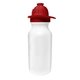 aerial view a white 20 oz value cycle bottle w / fireman helmet pushn pull cap, image 1 of 2