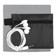 aerial view a black ziptune plus mobile tech earbud kit with microfiber cleaning cloth in zipper pack components inserted into polyester zipper kit, image 1 of 2