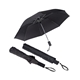 aerial view a black prime line vented auto open folding umbrella, image 1 of 2