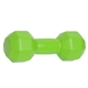 aerial view a lime green polyurethane dumbbell stress reliever, image 1 of 2