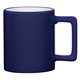 aerial view a cobalt blue with white inside promotional personalized 11 oz the joe coffee mug ceramic, image 1 of 2