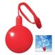 aerial view a red with red neck cord 1.33 oz round bubble dispenser, image 1 of 4