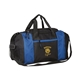 aerial view a blue 600d polyester porter duffel bag with pvc backing, image 1 of 2