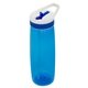 aerial view a translucent blue 28 oz wave single wall water bottle, image 1 of 4