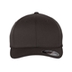 aerial view a dark grey flexfit hat - cotton blend cap, image 1 of 3