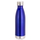 aerial view a blue with silver cap and base keep 17 oz vacuum insulated stainless steel bottle, image 1 of 2