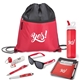 aerial view a red seven - piece sports yes kit, image 1 of 8