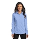 aerial view a dress shirt blue port authority(r) womens dimension knit dress shirt, image 1 of 6