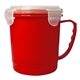aerial view a red soup mug with locking lid, image 1 of 2