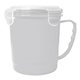 aerial view a white soup mug with locking lid, image 1 of 2