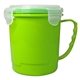 aerial view a lime green soup mug with locking lid, image 1 of 2