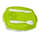 aerial view a lime green locking - lid lunch tray, image 1 of 2
