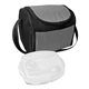 aerial view a grey/white with clear polypropylene lunch tray chiller, image 1 of 2