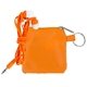 aerial view a orange sporty pouch colorful ear buds, image 1 of 2