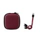 aerial view a red textured 3- in -1 multiple charging cable set, image 1 of 2