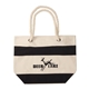 aerial view a black 16 oz portsmouth cotton canvas tote bag, image 1 of 3