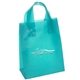 aerial view a teal frosted plastic apollo bag w / foil print, image 1 of 2