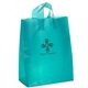 aerial view a teal lily frosted plastic flexo ink tote bag - 8 x 10, image 1 of 2