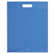aerial view a brite blue lo - density die cut bag with bottom gusset, image 1 of 2