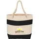 aerial view a black rope handle 16 oz cotton canvas tote, image 1 of 4