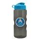 a transparent smoke bottle & cyan lid mini mountain 22 oz tritan(tm) sports bottle with flip lid and digital imprint
