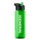 a transparent green bottle & black/green spout lid the guzzler - 32 oz transparent bottle with flip straw lid