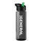 a transparent smoke bottle & black/green spout lid the guzzler - 32 oz transparent bottle with flip straw lid