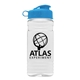 aerial view a clear bottle & cyan lid groove 20 oz tritan(tm) sports bottle with flip lid, image 1 of 2