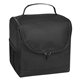 aerial view a black with black trim thrifty non - woven lunch cooler bag, image 1 of 3