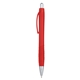 aerial view a red glaze plunger action medium point pen, image 1 of 3