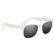 aerial view a white frame with silver mirrored lenses rubberized mirrored sunglasses, image 1 of 4