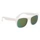aerial view a white frame with yellow mirrored lenses rubberized mirrored sunglasses, image 1 of 4