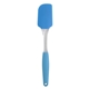 aerial view a blue bpa free silicone spatula with matching grip, image 1 of 2