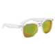 aerial view a clear frame with yellow mirrored lenses crystalline mirrored malibu sunglasses, image 1 of 4