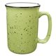aerial view a lime green 14 oz tall campfire mug, image 1 of 2