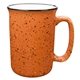 aerial view a orange 14 oz tall campfire mug, image 1 of 2