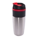 aerial view a red 15 oz stainless steel double - walled travel mug, image 1 of 2