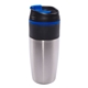 aerial view a blue 15 oz stainless steel double - walled travel mug, image 1 of 2