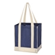 aerial view a navy with ivory trim non - woven two - tone shopper tote bag, image 1 of 2