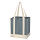 aerial view a blue with ivory trim non - woven two - tone shopper tote bag, image 1 of 3