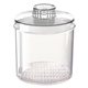 aerial view a clear with clear lid access 14 oz plastic apothecary jar, image 1 of 2