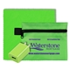aerial view a lime tech hom and travel kit with microfiber cleaning cloth and us wall charger in polyester zipper kit, image 1 of 2